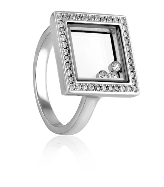 Stříbrný prsten móda — Stock fotografie