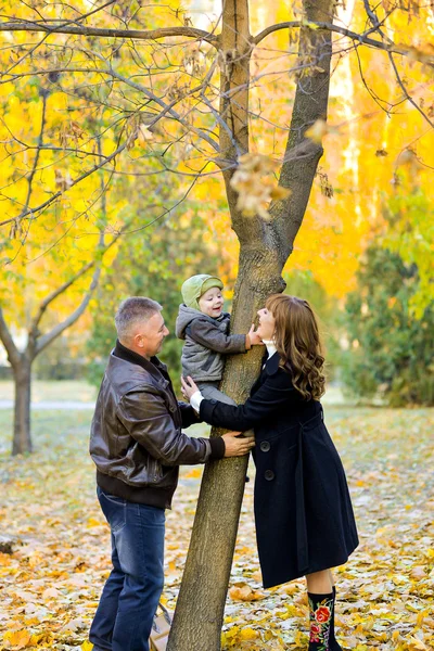 Mom and dad playing with his son in the park — 스톡 사진