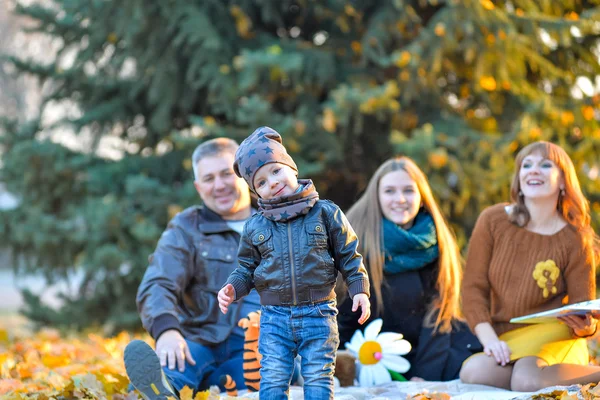 Familie rusten in een park — Stockfoto