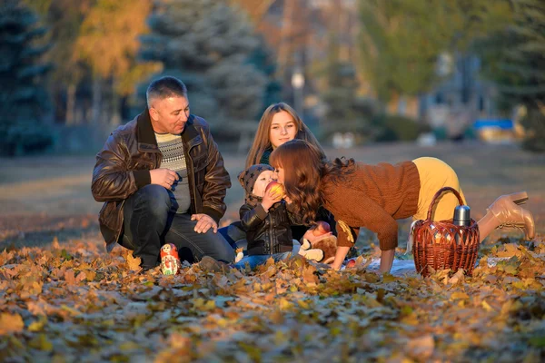 Pique-nique familial à l'automne . — Photo