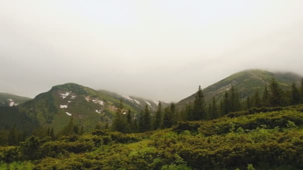 高山高山全景 从山顶俯瞰群山 多云的山区天气 云彩中的山顶 — 图库视频影像