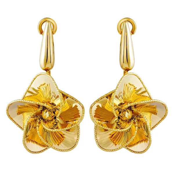 Earrings gold fashion — Stock Photo, Image