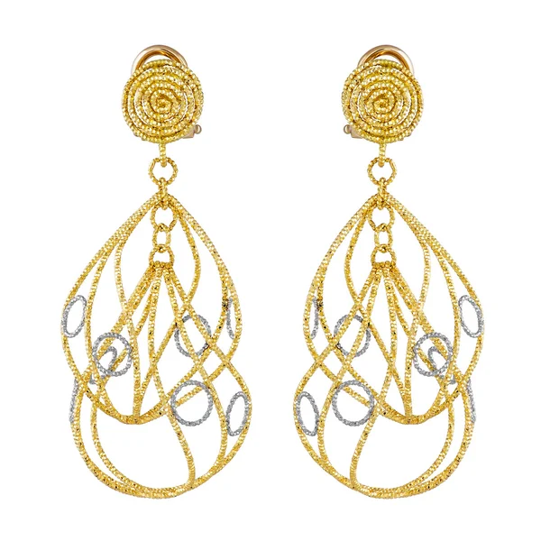 Earrings gold fashion — Stock Photo, Image