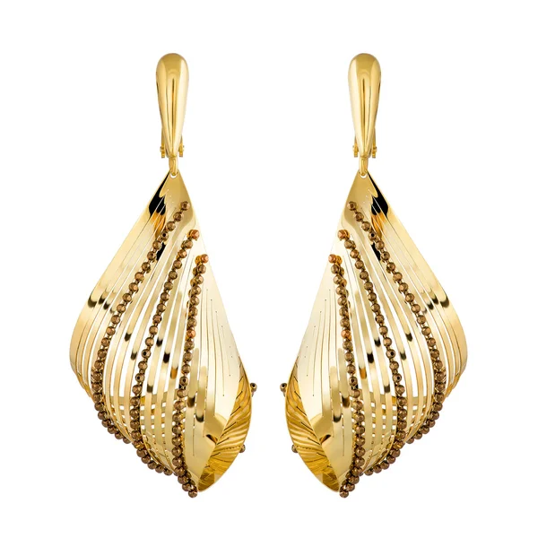 Earrings gold fashion — Stock Photo, Image