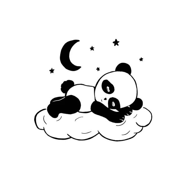 Roztomilá Panda Spící Mraku Vektorová Ilustrace Eps — Stockový vektor