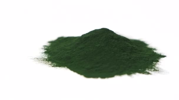 Powder Spirulina Algae Isolated White Background Spinning Right Nutritional Supplements — Stock Video