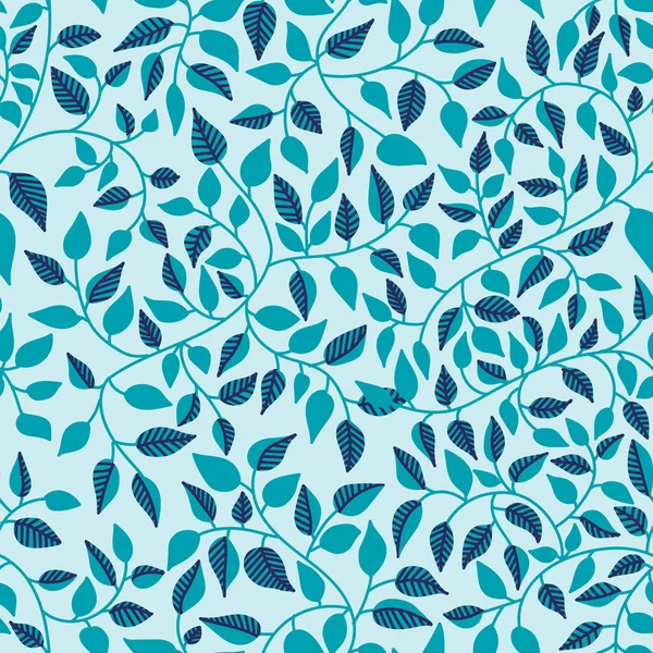 Vektorový vzorec. Abstraktní kresba s rostlinnými prvky na modrém pozadí. Živé barvy na obrázcích. Natažená ruka. Slouží k tisku na tkaniny, tapety a další. — Stockový vektor