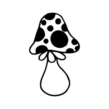 Bir el çizilmiş orman Amanita zehirli mantarlar. Doodle vektör çizimi. Kartpostallar, arka planlar, el ilanları, dekorasyonlar, afişler, ikonlar için uygun. Tasarımcı için örnek olarak kullanılabilir.