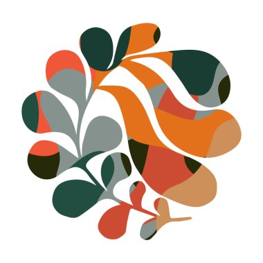 Tropikal bir bitkinin vektör çizimi. Pembe eğreltiotu beyaz arka planda izole edilmiş. El çizimi dallar ve yapraklar