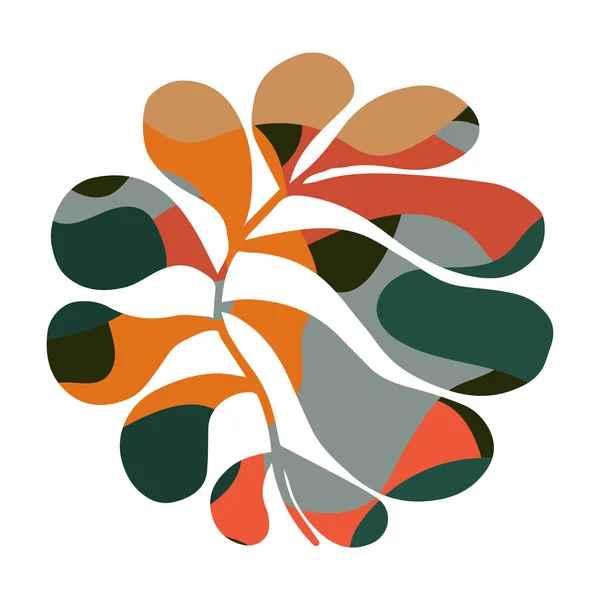 Tropikal bir bitkinin vektör çizimi. Pembe eğreltiotu beyaz arka planda izole edilmiş. El çizimi dallar ve yapraklar