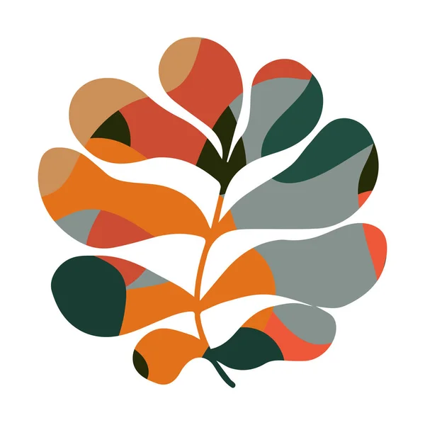 Tropikal bir bitkinin vektör çizimi. Pembe eğreltiotu beyaz arka planda izole edilmiş. El çizimi dallar ve yapraklar