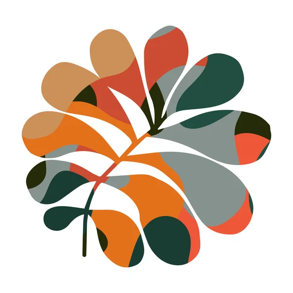 Tropikal bir bitkinin vektör çizimi. Pembe eğreltiotu beyaz arka planda izole edilmiş. El çizimi dallar ve yapraklar