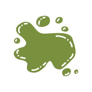 Vektör illüstrasyon boyası, mürekkep sıçraması, leke. Element beyaz arkaplanda izole edildi. Çocukların eğitim kitaplarında kullanılıyor. Renk eğitimi. Yeşil renk.