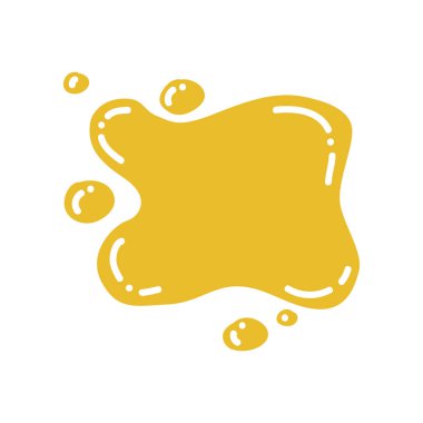 Vektör illüstrasyon boyası, mürekkep sıçraması, leke. Element beyaz arkaplanda izole edildi. Çocukların eğitim kitaplarında kullanılıyor. Renk eğitimi. Sarı renk.