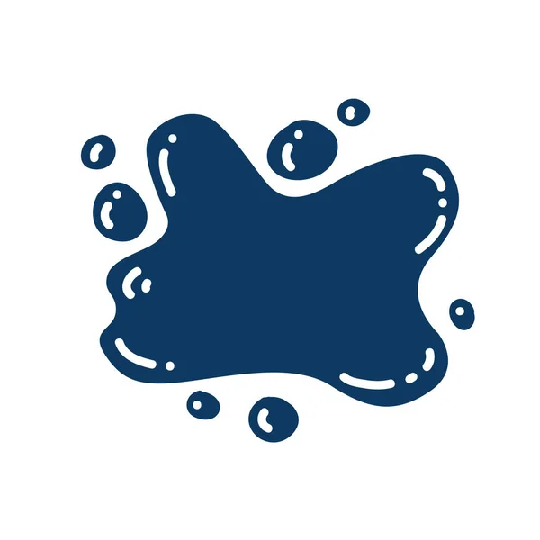 Vektör illüstrasyon boyası, mürekkep sıçraması, leke. Element beyaz arkaplanda izole edildi. Çocukların eğitim kitaplarında kullanılıyor. Renk eğitimi. Koyu mavi.