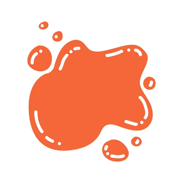 Vektör illüstrasyon boyası, mürekkep sıçraması, leke. Element beyaz arkaplanda izole edildi. Çocukların eğitim kitaplarında kullanılıyor. Renk eğitimi. Turuncu renk.
