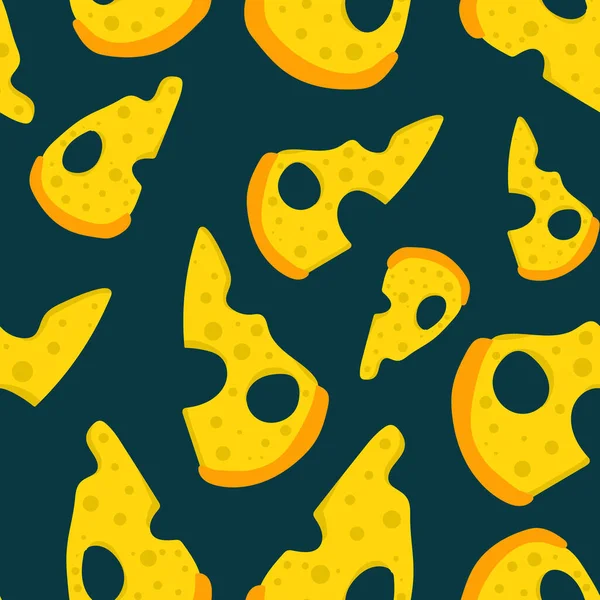 Vektör kusursuz desen. Sarı renkli peynir illüstrasyonu. Çok peynir arkaplan. Çizgi film tarzında elle çizilmiş peynir parçaları.