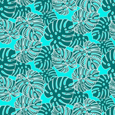 Tropikal bitkilerin vektörsüz deseni. Renkler moda. Tekstil eskizi, arka plan, ambalaj kağıdı, tasarım, ambalaj. Eps 10.