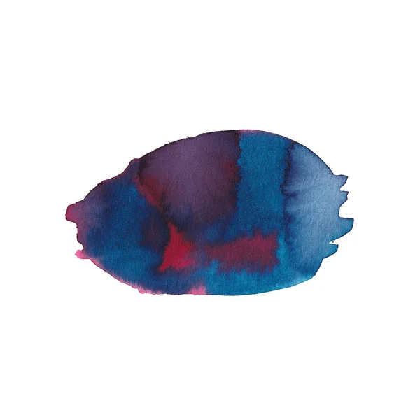 Kırmızı-mavi ve mor nokta. Saf beyaz arkaplanda suluboya fırça darbeleri