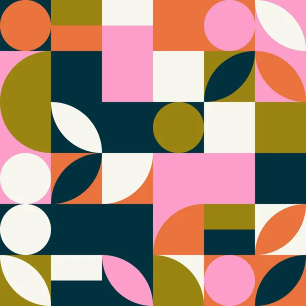 Geometri minimalistik poster dikdörtgenler, kareler, daireler, basit şekil ve şekil. Web afişi, iş sunumu, şirket kimliği, kumaş baskısı için soyut vektör tasarım şablonu