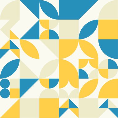 Geometri minimalistik dikdörtgenler, kareler, daireler, basit şekil ve şekil ile kusursuz desen. Web afişi, iş sunumu, kurumsal kimlik, kumaş için soyut vektör tasarım şablonu