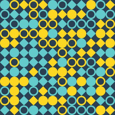 Geometri minimalistik dikdörtgenler, kareler, daireler, basit şekil ve şekil ile kusursuz desen. Web afişi, iş sunumu, kurumsal kimlik, kumaş için soyut vektör tasarım şablonu