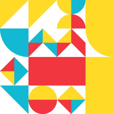 Geometri minimalistik dikdörtgenler, kareler, daireler, basit şekil ve şekil ile kusursuz desen. Web afişi, iş sunumu, kurumsal kimlik, kumaş için soyut vektör tasarım şablonu