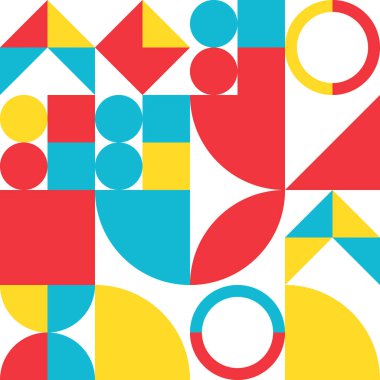 Geometri minimalistik dikdörtgenler, kareler, daireler, basit şekil ve şekil ile kusursuz desen. Web afişi, iş sunumu, kurumsal kimlik, kumaş için soyut vektör tasarım şablonu