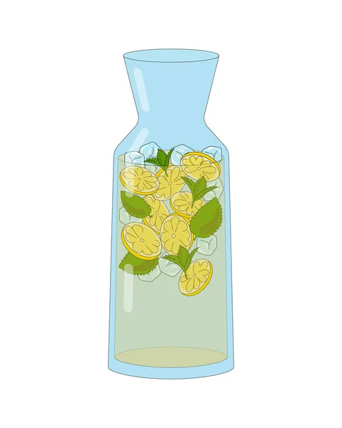 Limonada Una Jarra Cristal Limonada Fresca Con Menta Rodajas Limón — Vector de stock