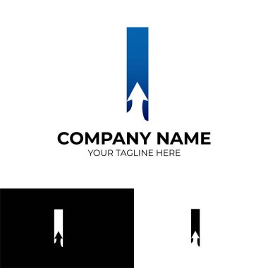 I. Okun logo şablonu mavi renkte tasarlandı. vektör illüstrasyonu