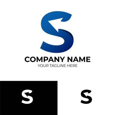 S Arrow logo şablonu dizaynı. Gradyan mavi renk. vektör illüstrasyonu