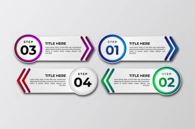 İş veri görselleştirme şablonu. Bilgi tasarımı ögesi adımları, seçenek, süreç, zaman çizelgesi. işlem, sunum, düzen, bayrak, bilgi grafiği için rengarenk grafik elementleri.