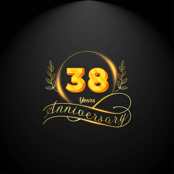 Elegant Golden Years Anniversary Logo Template Luxury Retro Vintage Style — Stock Vector