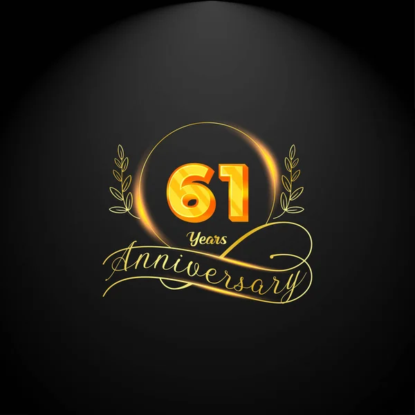 Elegant Golden Years Anniversary Logo Template Luxury Retro Vintage Style — Stockvector