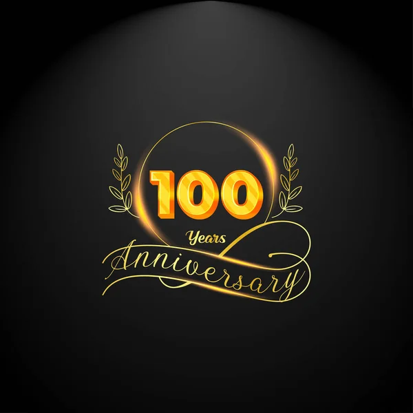 Elegant Golden 100 Years Anniversary Logo Template Luxury Retro Vintage — Stock Vector