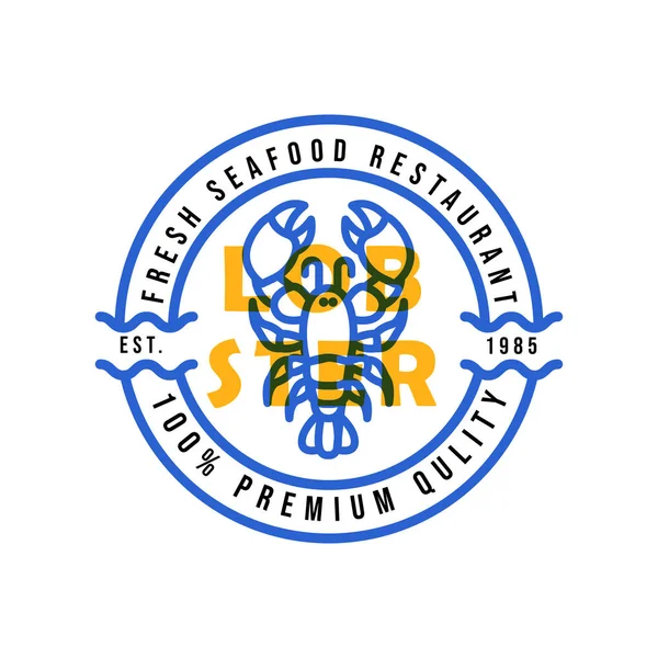 Φρέσκο Λογότυπο Αστακού Έμβλημα Ετικέτα Θαλασσινά Διάνυσμα Εικονίδιο Απεικόνιση — Διανυσματικό Αρχείο