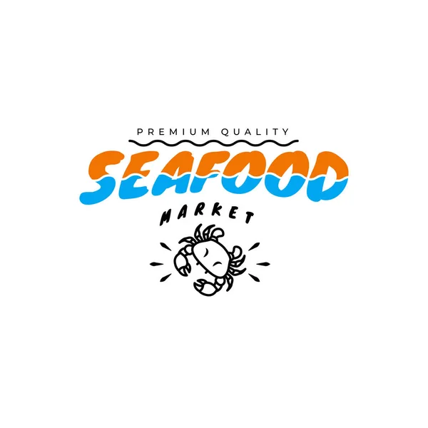 Καβούρι Seafood Αγορά Vintage Λογότυπο Διάνυσμα Εικόνα — Διανυσματικό Αρχείο