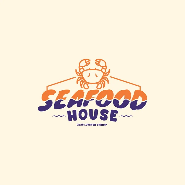 Seafood House Vintage Logo Vector Icon Illustration — 스톡 벡터