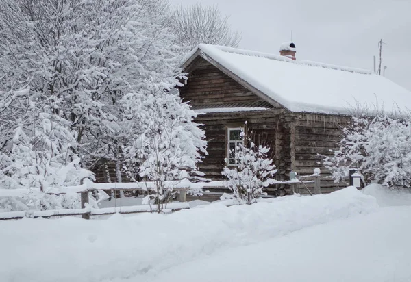 Зима Селі Будинок Снігу — стокове фото