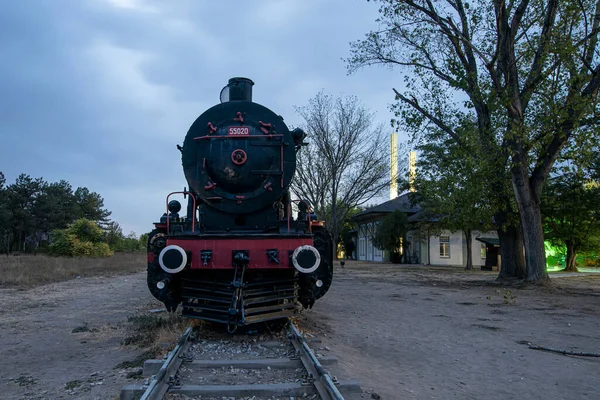 Edirnes Tågstation Karaagac Edirne Turkiet Historiska Ånglok Den Ställs Framför — Stockfoto