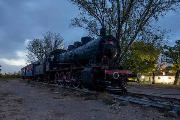 Edirnes Tågstation Karaagac Edirne Turkiet Historiska Ånglok Den Ställs Framför — Stockfoto