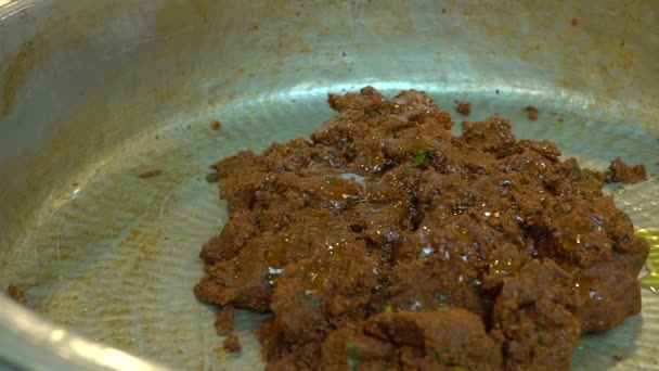 Cook Preparing Cigkofte Turkish Traditional Food Preparation Making Raw Meatballs — Vídeo de Stock