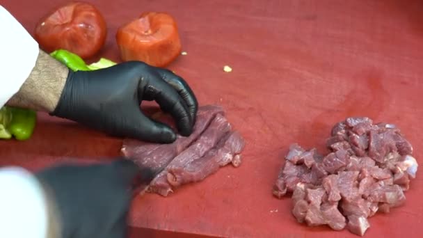 Kuba Dorama Chopping Meat Chef Knife Kitchen Video — Stock video