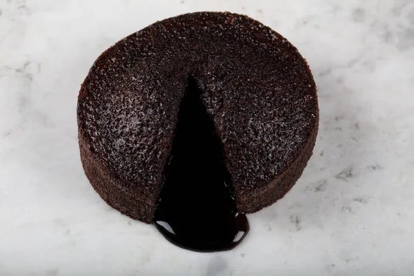 Hot Chocolate Souffle Lava Cake Med Glass Sicak Cikolatali Sufle — Stockfoto