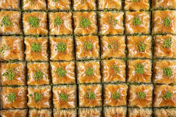 Dessert Turc Baklava Avec Fond Concept Dessert Traditionnel Turc — Photo