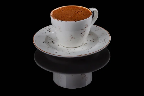 Turkish Coffee White Porcelain Cup Isolated Black Background — Stock Photo, Image