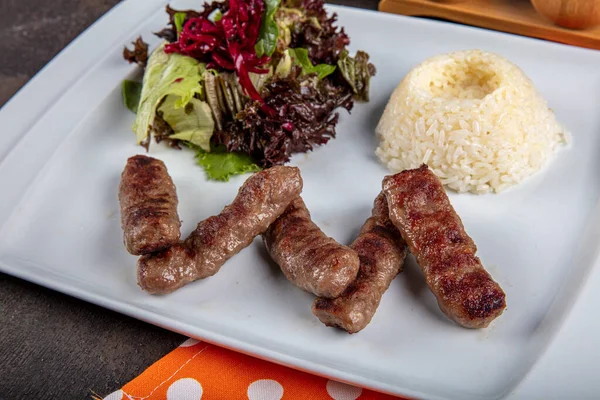 Gehaktballen Van Traditionele Turkse Gerechten Gegrilde Gehaktballen Turkse Izgara Kofte — Stockfoto