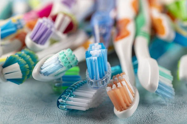 Different Multi Colored Toothbrushes Stock Images Morning Hygiene Concept Bathroom — Stock Photo, Image