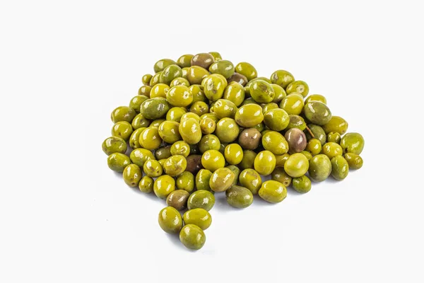 Zelené Olivy Ovoce Izolované Bílém Pozadí Cut Out — Stock fotografie