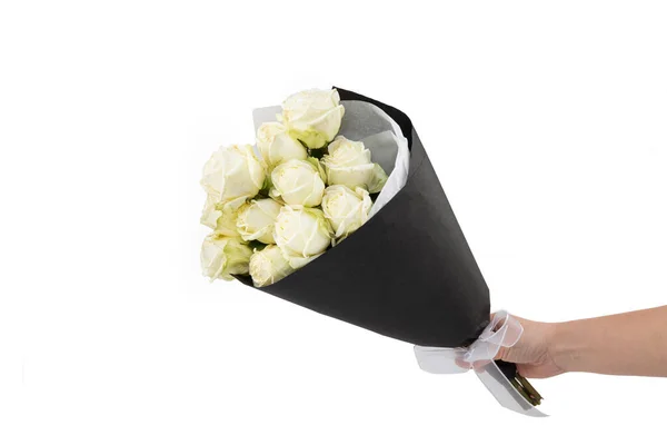 Много Белых Роз Качестве Цветочного Фона Белый Свадебный Букет Роз — стоковое фото